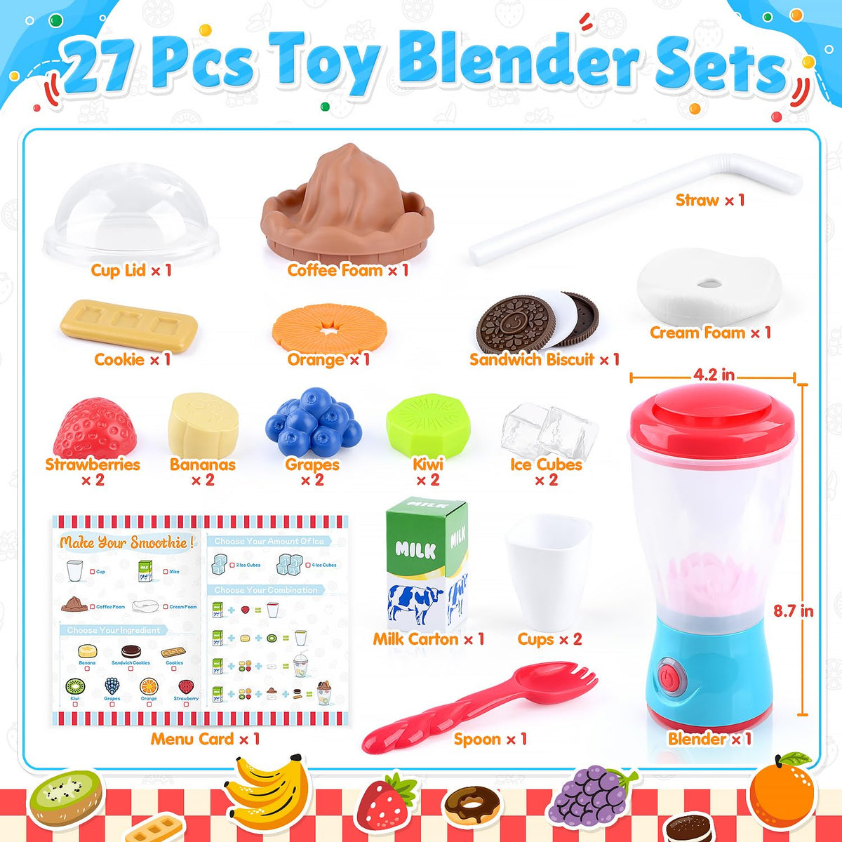 PLAY Smoothie Maker blades rotate with action, adding realism to playtime.