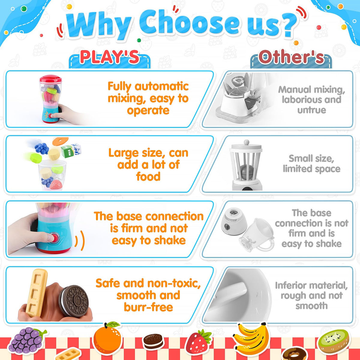 PLAY Smoothie Maker menu card and spoons support guided role-play scenarios.