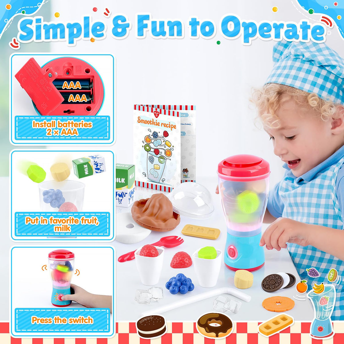 PLAY Smoothie Maker close-up shows realistic blending motion and sounds.