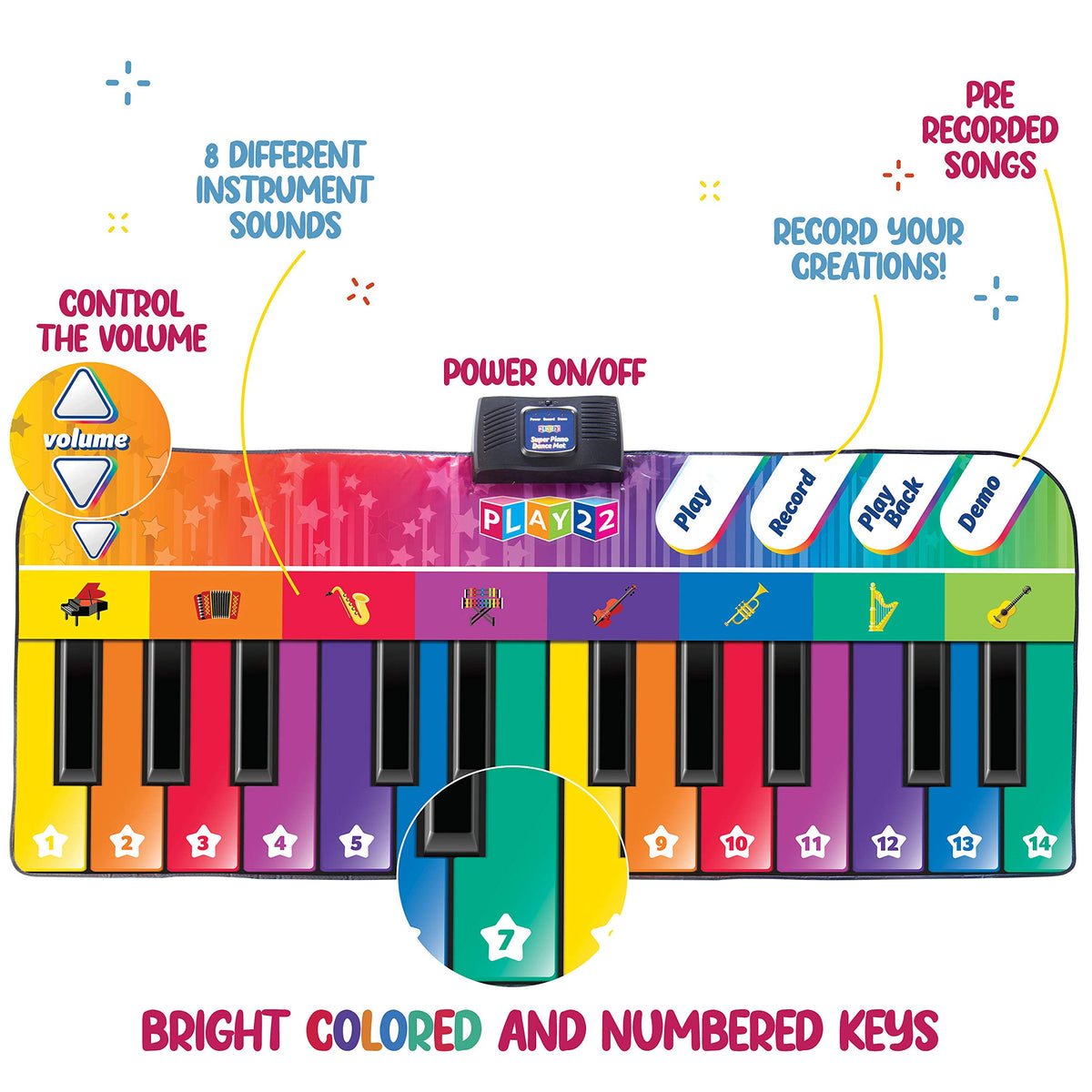 Play22 six-foot floor piano mat ready for shared family play sessions.