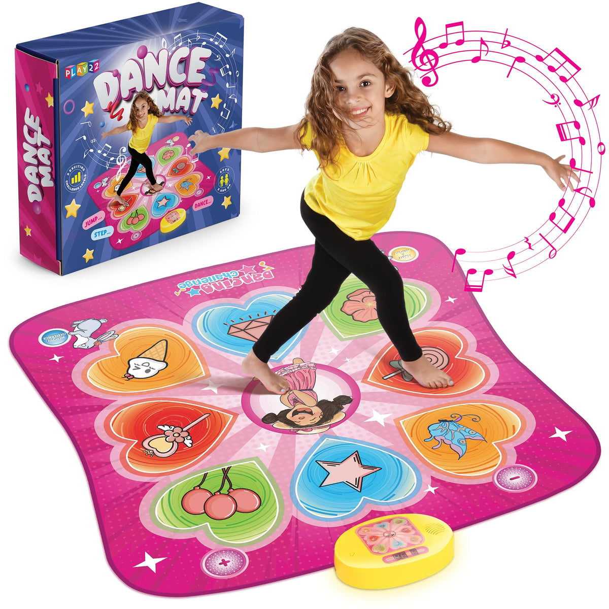 Play22 Dance Mat with LED lights guides kids through glowing rhythm play.