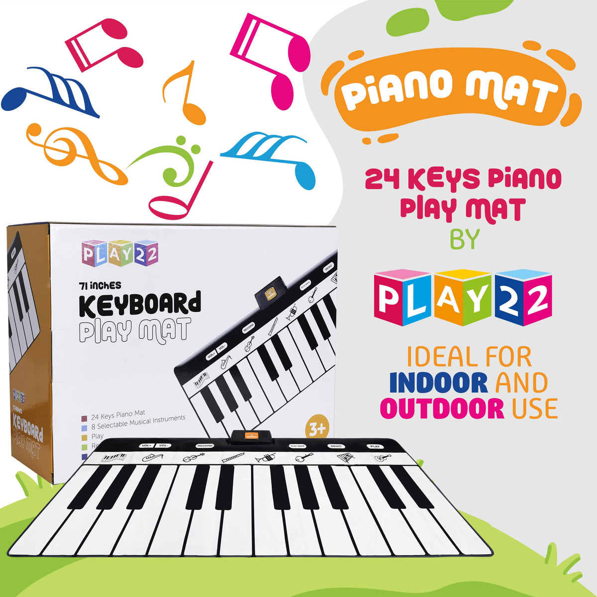 Play22 gigantic keyboard play mat unfolds with large keys for interactive play