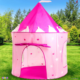 Play22 Princess Castle Pink Tent doors and windows promote ventilation during play.