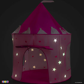 Play22 Princess Castle Pink Tent folds flat for compact storage.