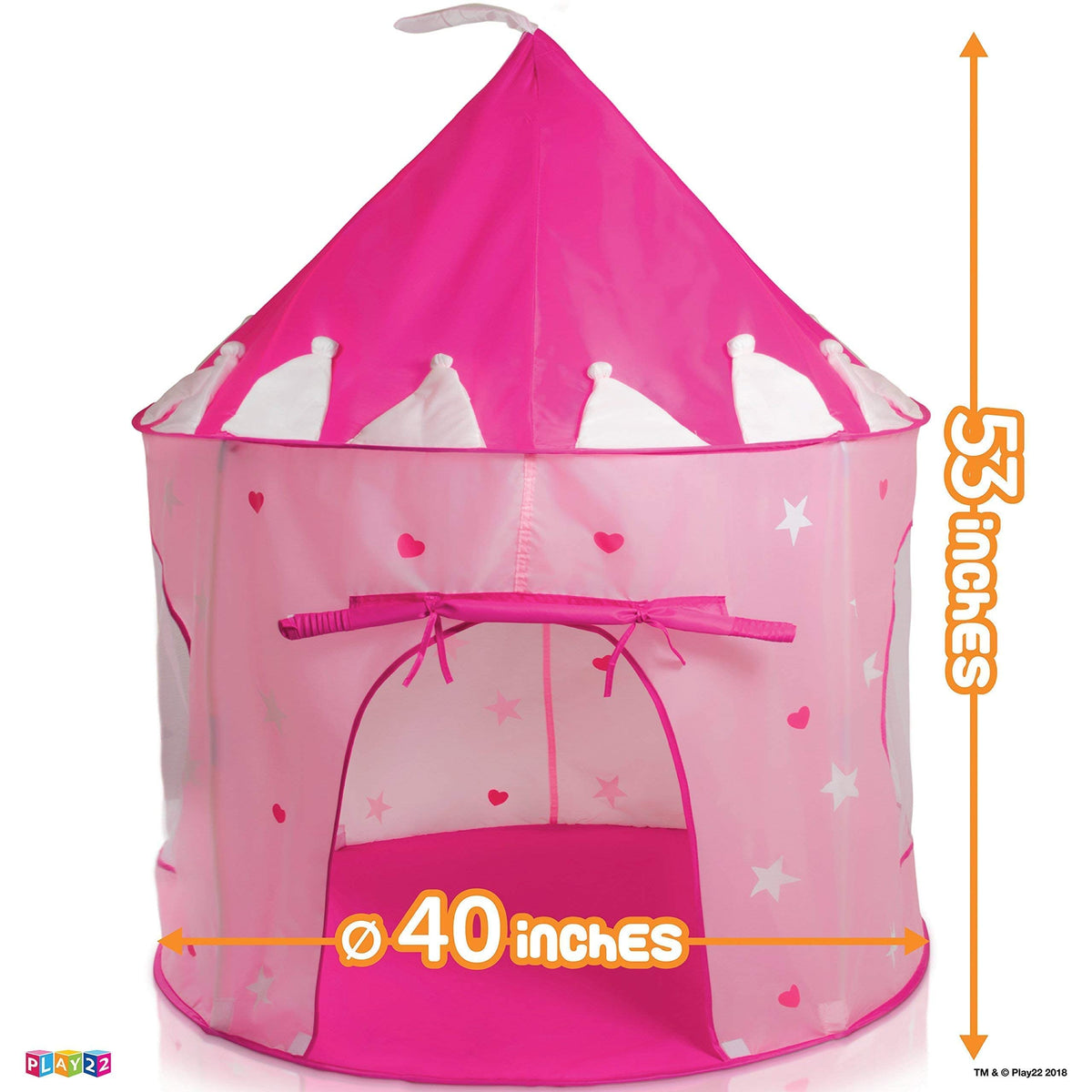 Play22 Princess Castle Pink Tent glows with stars for magical nights.