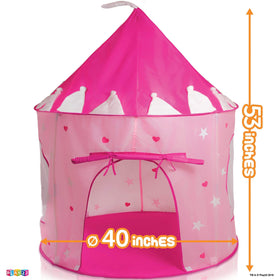 Play22 Princess Castle Pink Tent glows with stars for magical nights.