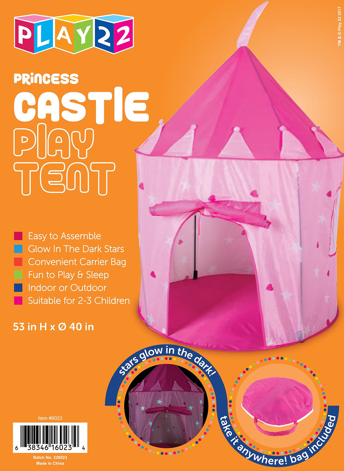 Play22 Princess Castle Pink Tent suits outdoor parks and picnics.