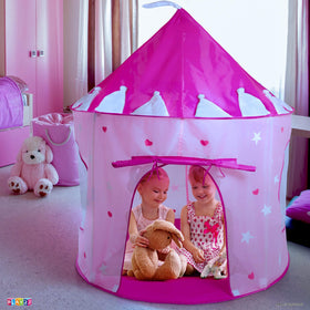 Play22 Princess Castle Pink Tent pops up quickly for fast setup.