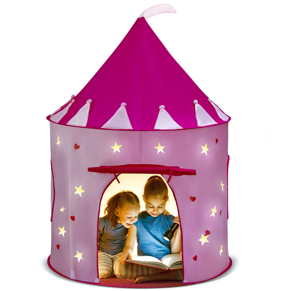 Play22 Princess Castle Pink Tent includes a carrying bag for easy transport.