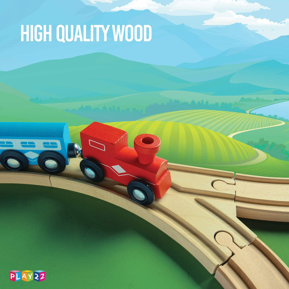 Play22 six-inch curved tracks enable kid-friendly, gentle turns