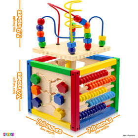 Play22 wooden activity cube counting numbers promotes number sense during playtime.
