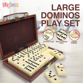 Playbees dominoes case in faux leather with gold hardware for travel storage