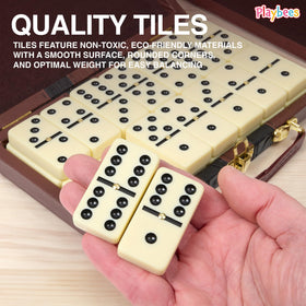 Playbees dominoes set on table during a family game night