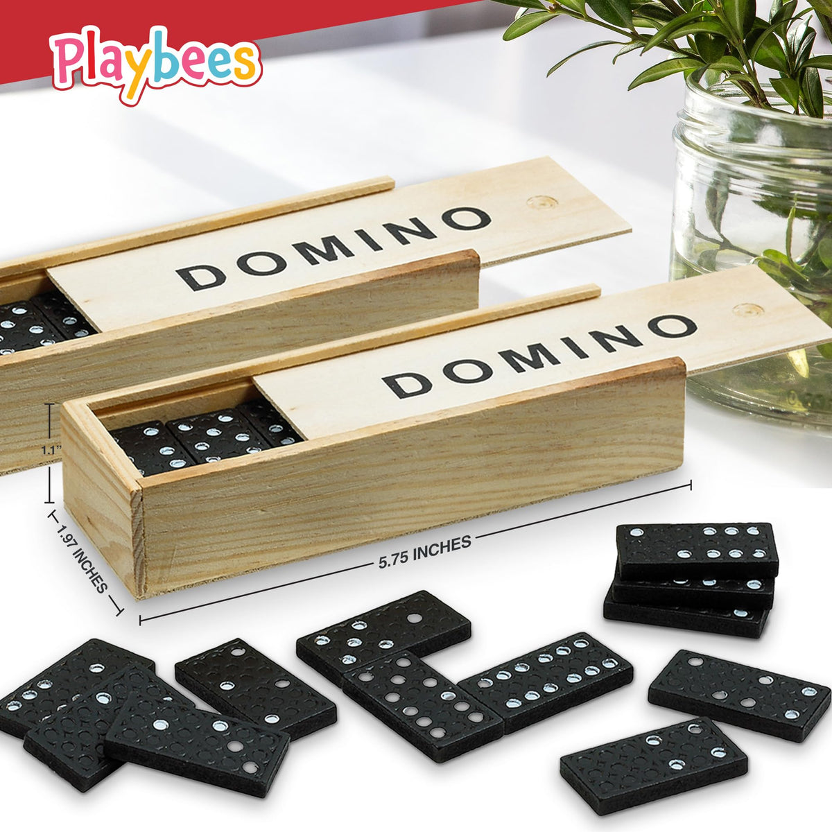 Playbees dominoes tiles with dots closeup showing classic pip layout for math practice.