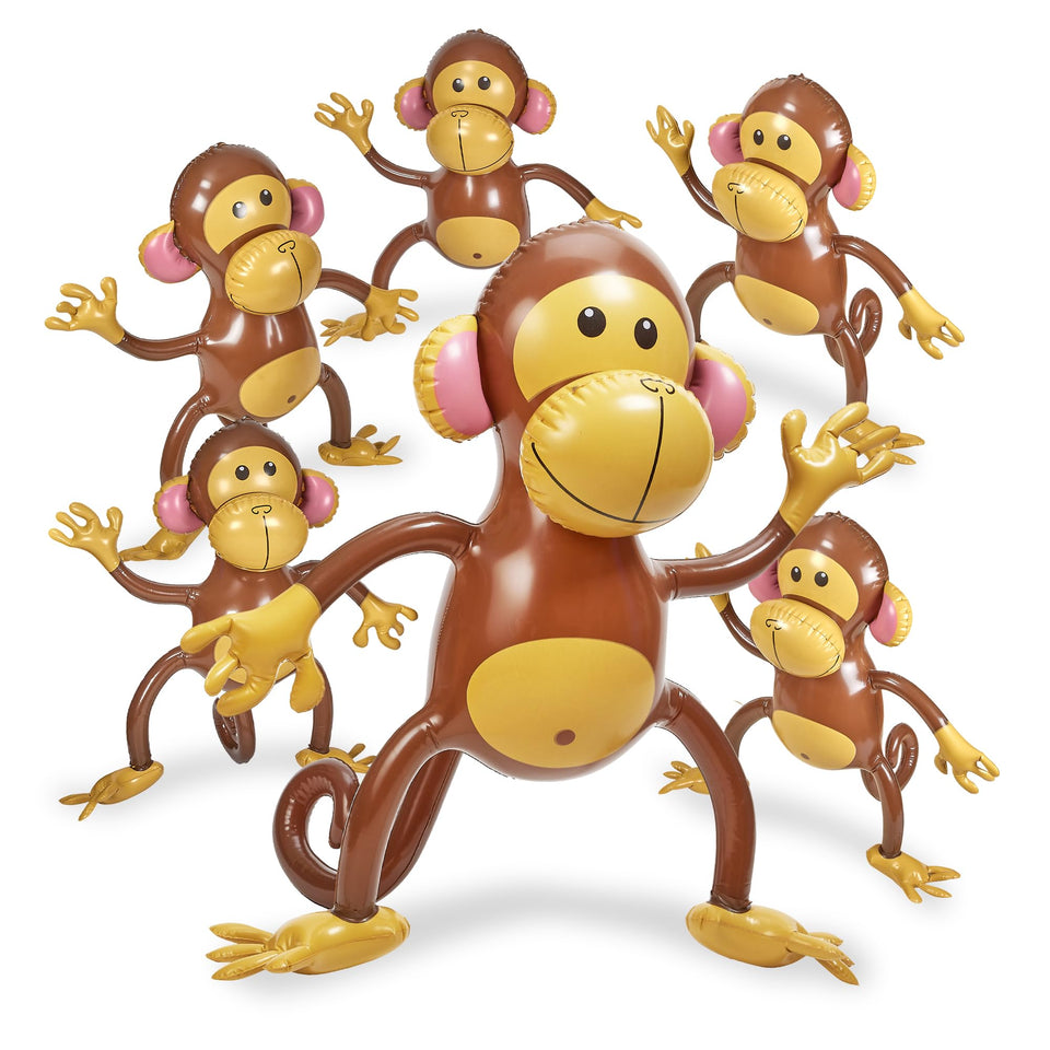 Playbees 27-inch inflatable monkey as a bold safari party centerpiece.