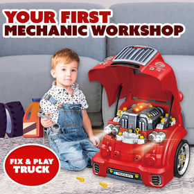 Playbees truck with LED headlights and authentic engine sounds.