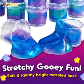 Playbees Mini Galaxy Slime marbled colors entice kids with shiny, craft-ready visuals.