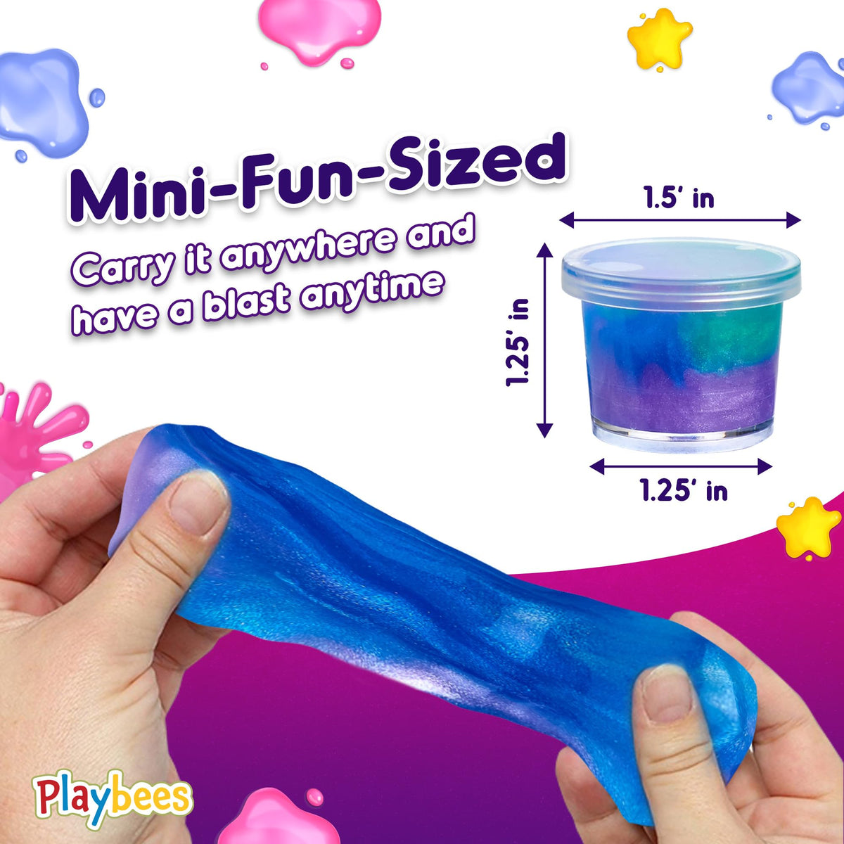 Playbees Mini Galaxy Slime 60-day warranty signals reliable support.