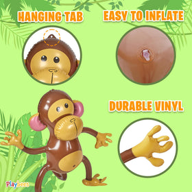 Durable vinyl Playbees monkey decor suited for baby showers.