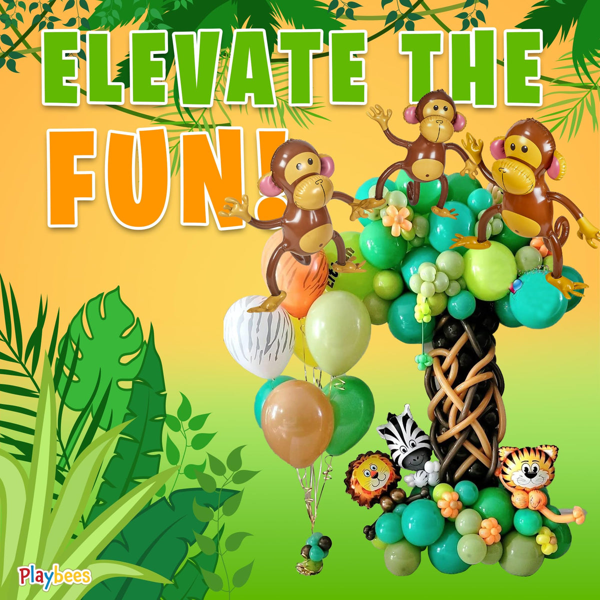 Playbees monkey party favors brighten jungle-themed celebrations.