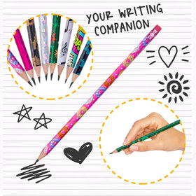 Playbees pencils with latex-free erasers for clean corrections.