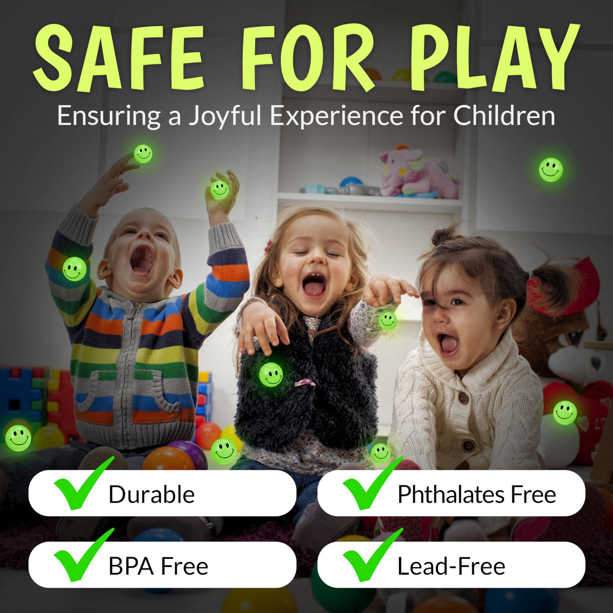 Playbees safe durable rubber bouncy ball for kid-friendly, long-lasting play.