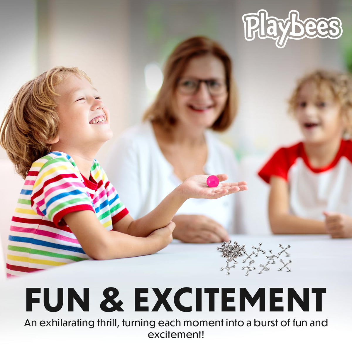Playbees safety-edged-metal-jacks offer smooth edges for safe play.