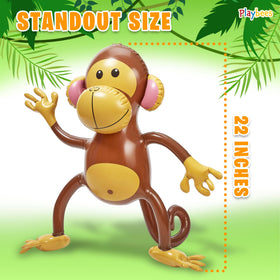 Six-pack Playbees inflatable monkeys enhance safari-themed decor.