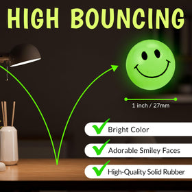 Playbees smiley-face bouncy ball 1-inch ideal for classroom rewards and prizes.