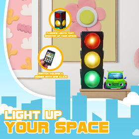 Playbees Traffic Light Lamp adding city-themed decor to parties.