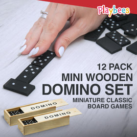 Playbees wooden dominoes case open, ready for family game night.
