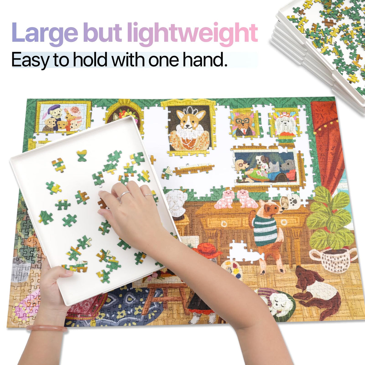 Playboda puzzle trays ergonomic grip eases lifting during sorting