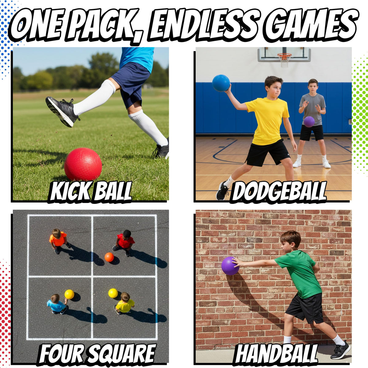 PlayBolt 8.5-inch green playground ball designed for indoor and outdoor use.