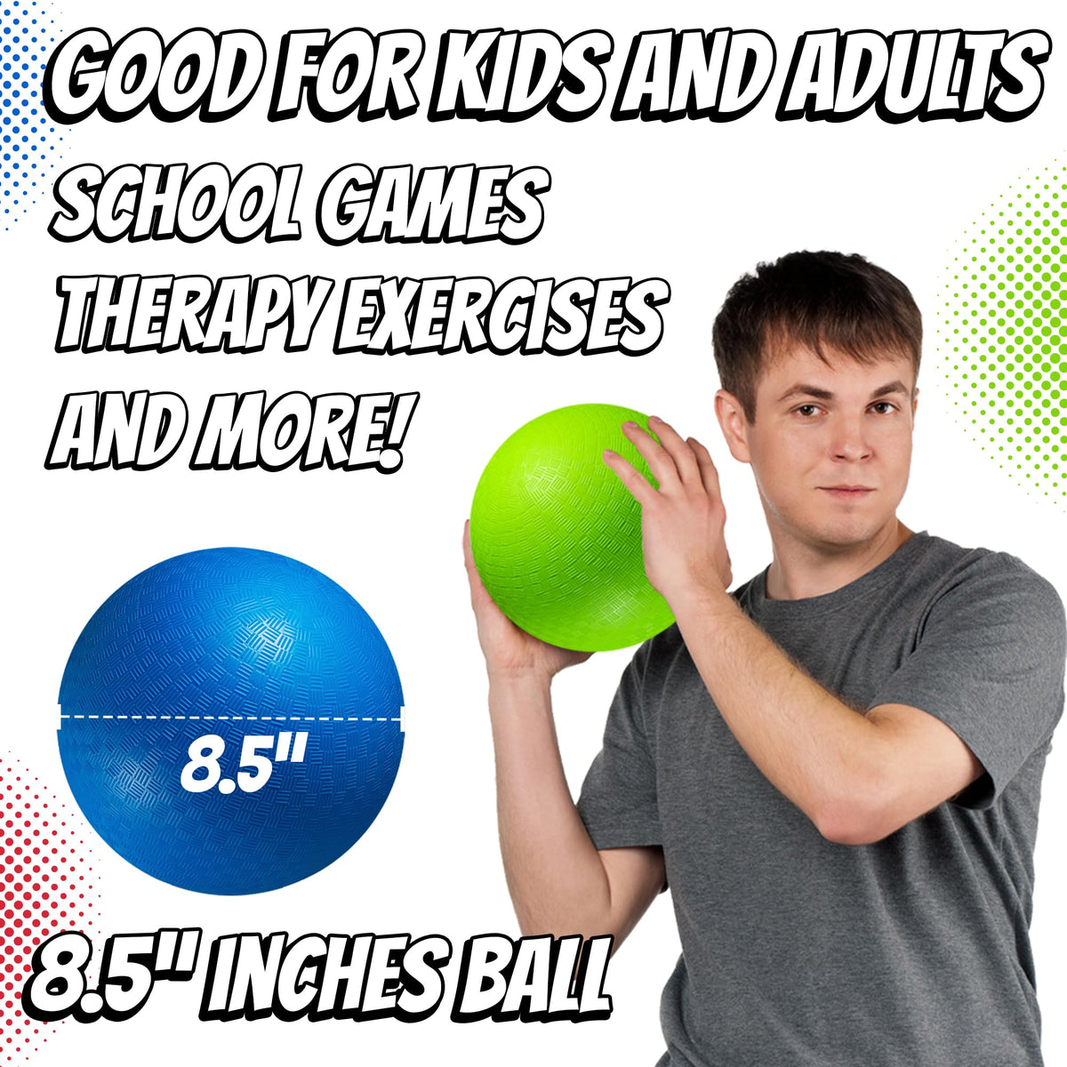 PlayBolt 8.5-inch red playground ball for dodgeball and four-square at school.