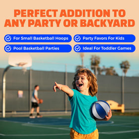 Mini basketball designed for rims 12 inches or larger.