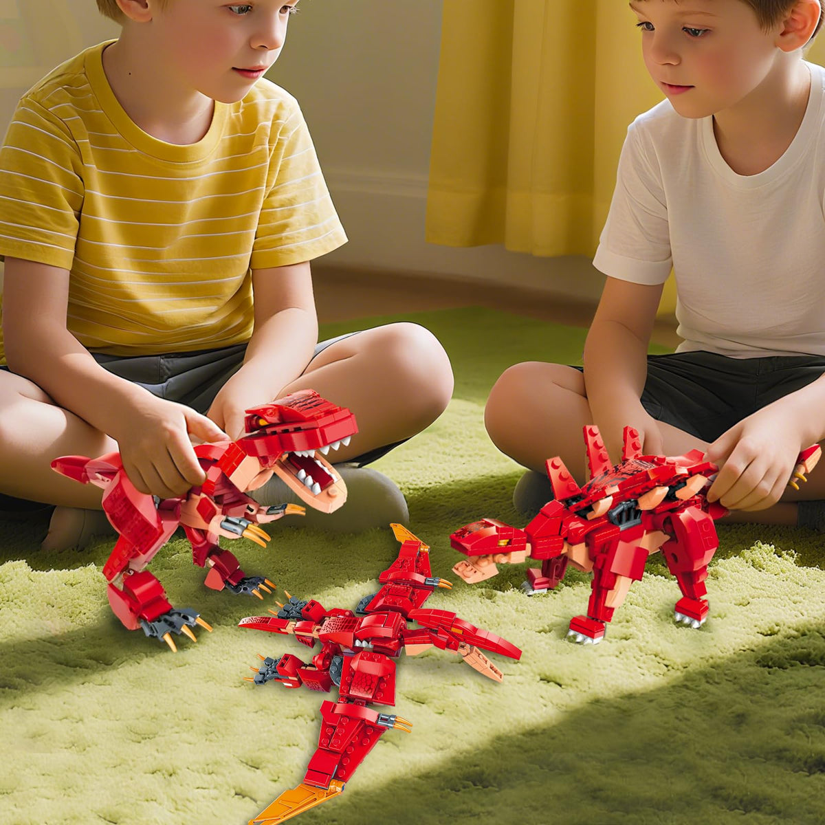 PLAYBRIX detailed dinosaur models support STEM skill development.
