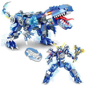 PLAYBRIX dinosaur-mech-build: child assembles blocks to spark hands-on STEM creativity.