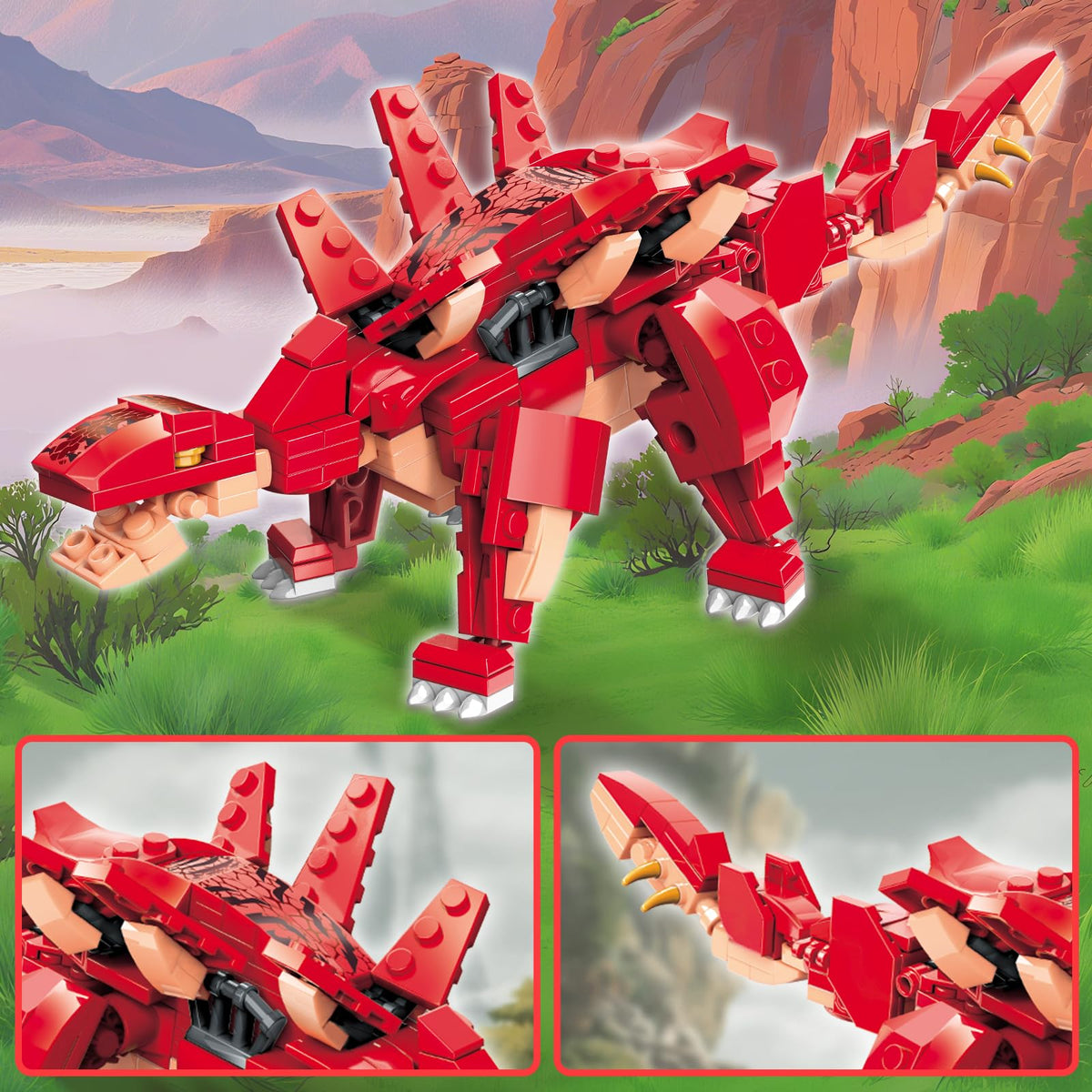 PLAYBRIX LEGO-compatible dinosaur blocks for versatile cross-brand play.