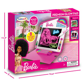 Playful Minds Barbie Dreamhouse LED Drawing Pad easel-cover demonstrates hands-free play and tidy storage