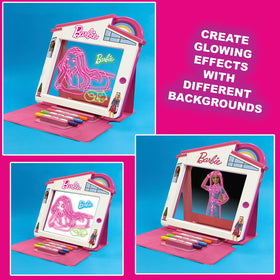 Playful Minds Barbie Dreamhouse LED Drawing Pad magnetic closure keeps essentials secure during travel