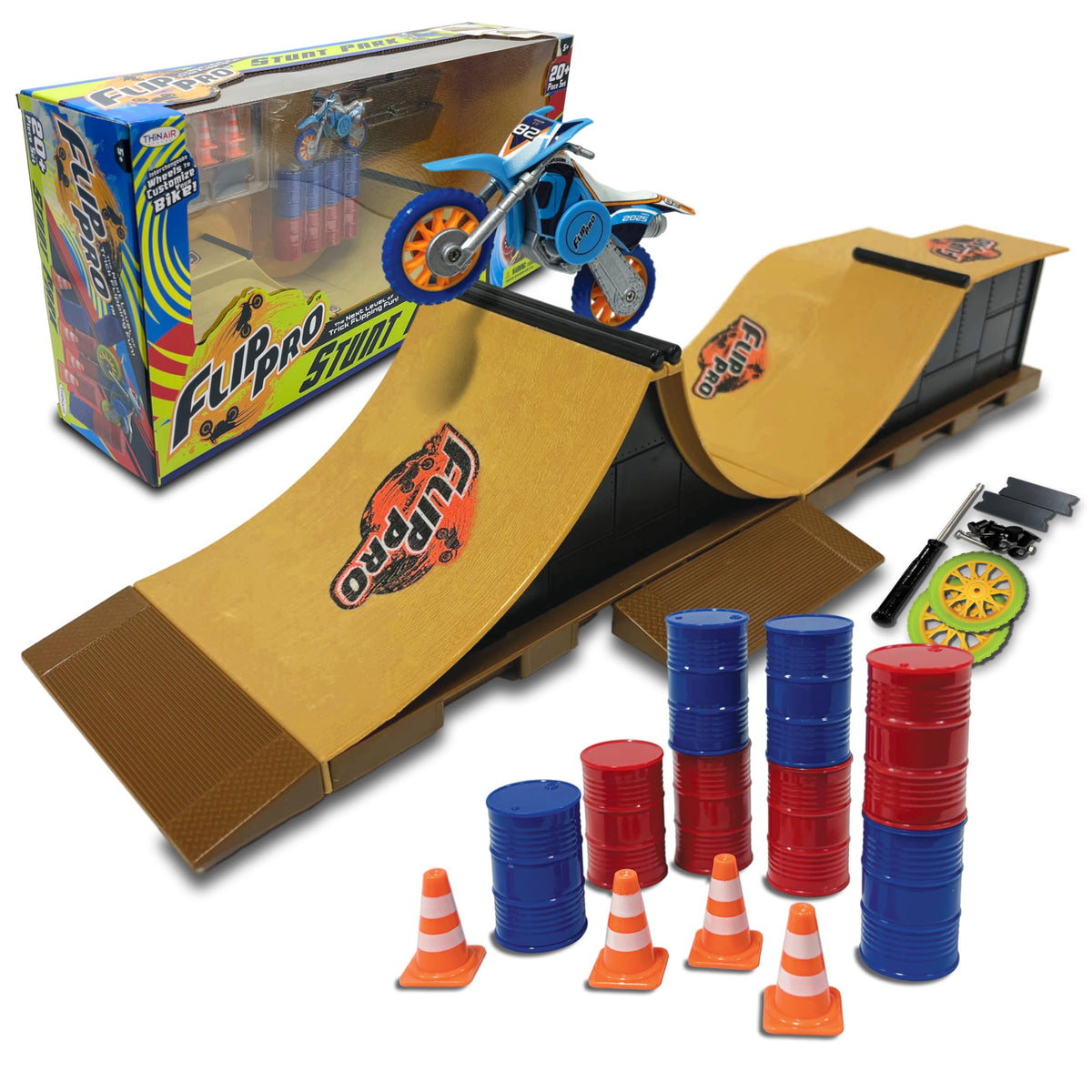 Playful Minds Flip Pro stunt park bike with ramps for action-packed home play