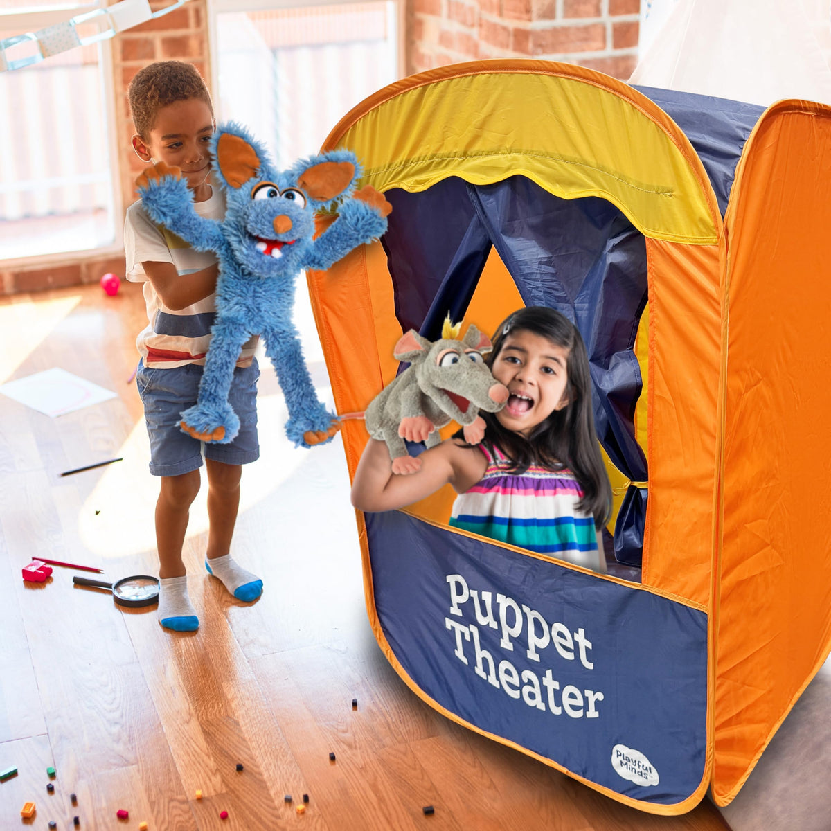 Playful Minds puppet stage is ideal for home or classroom pretend play.