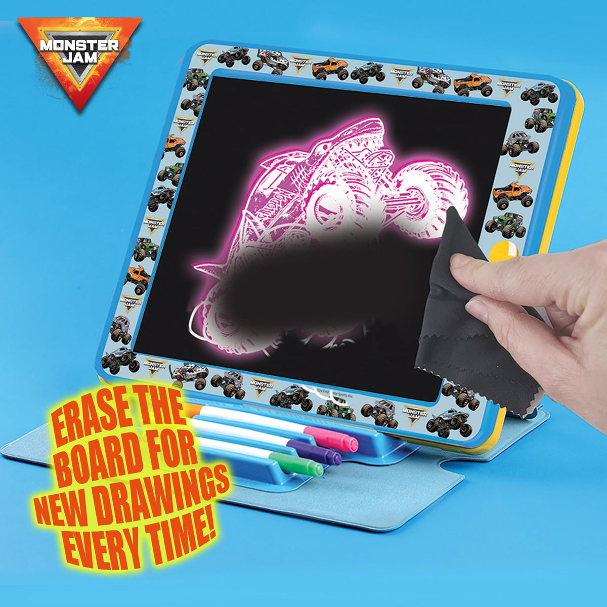 Playful Minds Monster Jam Glow Pad tracing backgrounds for guided art and storytelling