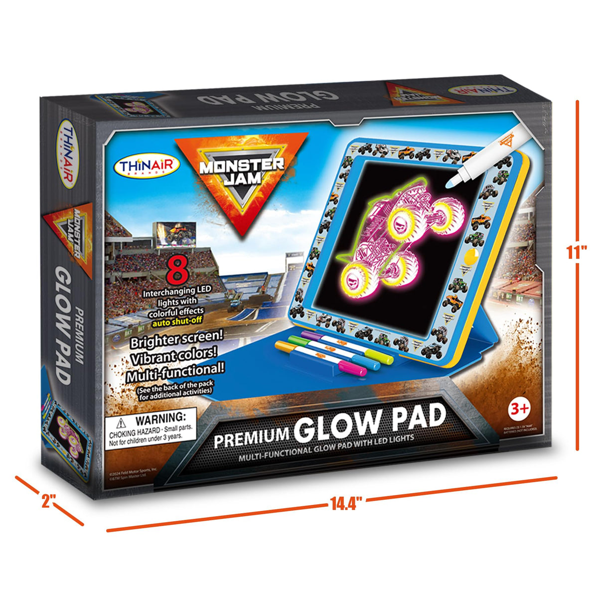 Playful Minds Monster Jam Glow Pad easel cover shown for hands-free crafting