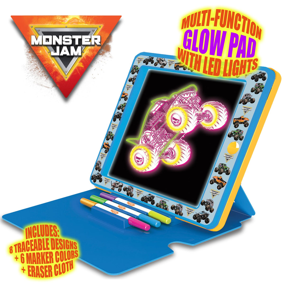 Playful Minds Monster Jam Glow Pad three markers included for vibrant doodles