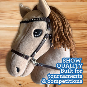 Playful Minds palomino hobby horse handmade plush head for tactile delight.