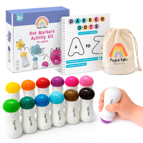 Playful Paths dot markers 12 colors set supports creative dot painting and color exploration.