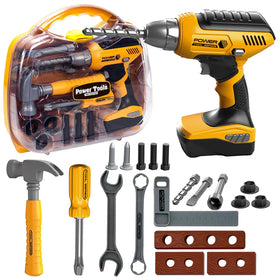 Playhiland electric drill for pretend play, improving fine motor skills.