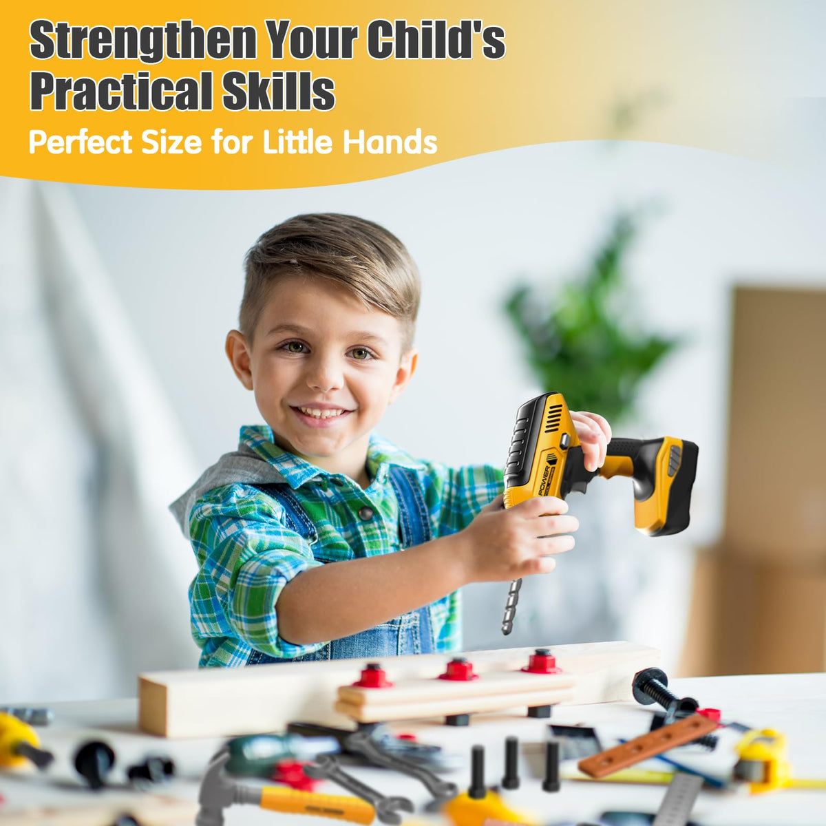 Playhiland screwdriver and screws, encourages precise manipulation and assembly play.