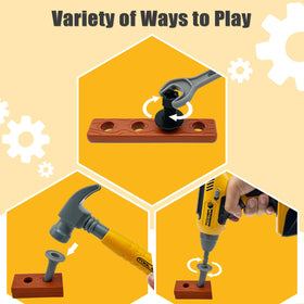 Playhiland wood blocks and nuts bolts, supports hands-on construction and sequencing.
